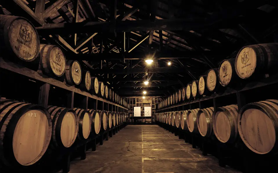 原酒が眠る石蔵樽貯蔵庫